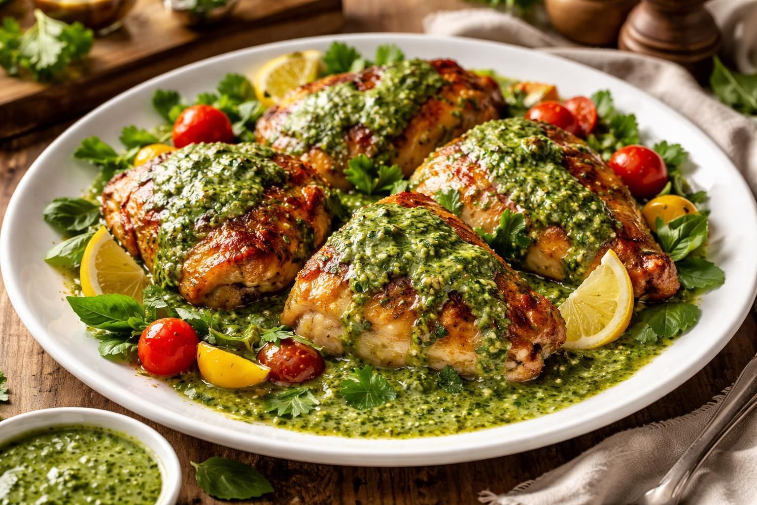 apprenez à préparer une délicieuse sauce verte pour accompagner votre poulet braisé et surprenez vos invités avec une saveur inoubliable.