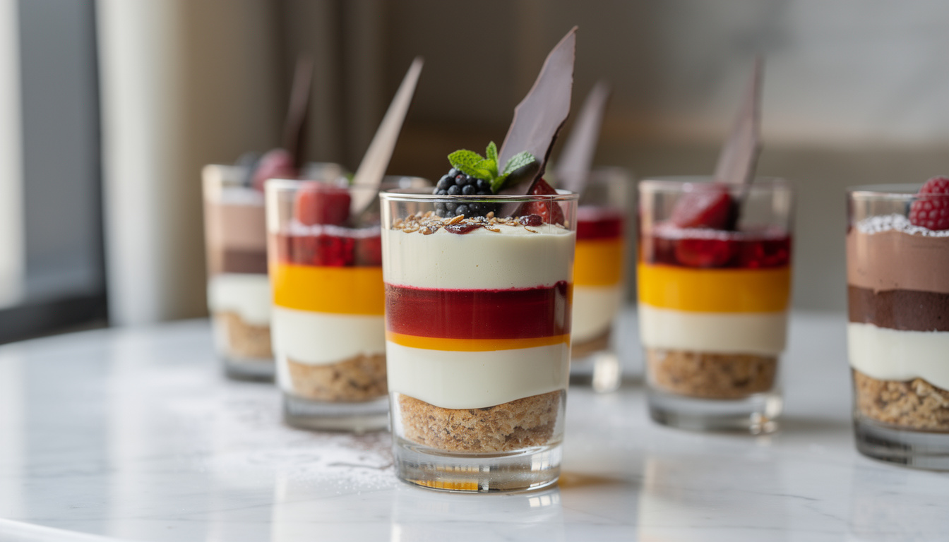 découvrez l'art de la présentation gourmande avec nos desserts en verrines individuelles, alliant élégance et saveurs délicates pour toutes vos occasions.