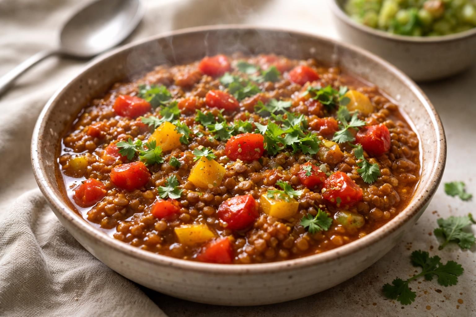 découvrez notre recette de chili de lentilles vertes, une alternative saine et savoureuse au chili traditionnel, parfaite pour un repas nutritif et réconfortant.